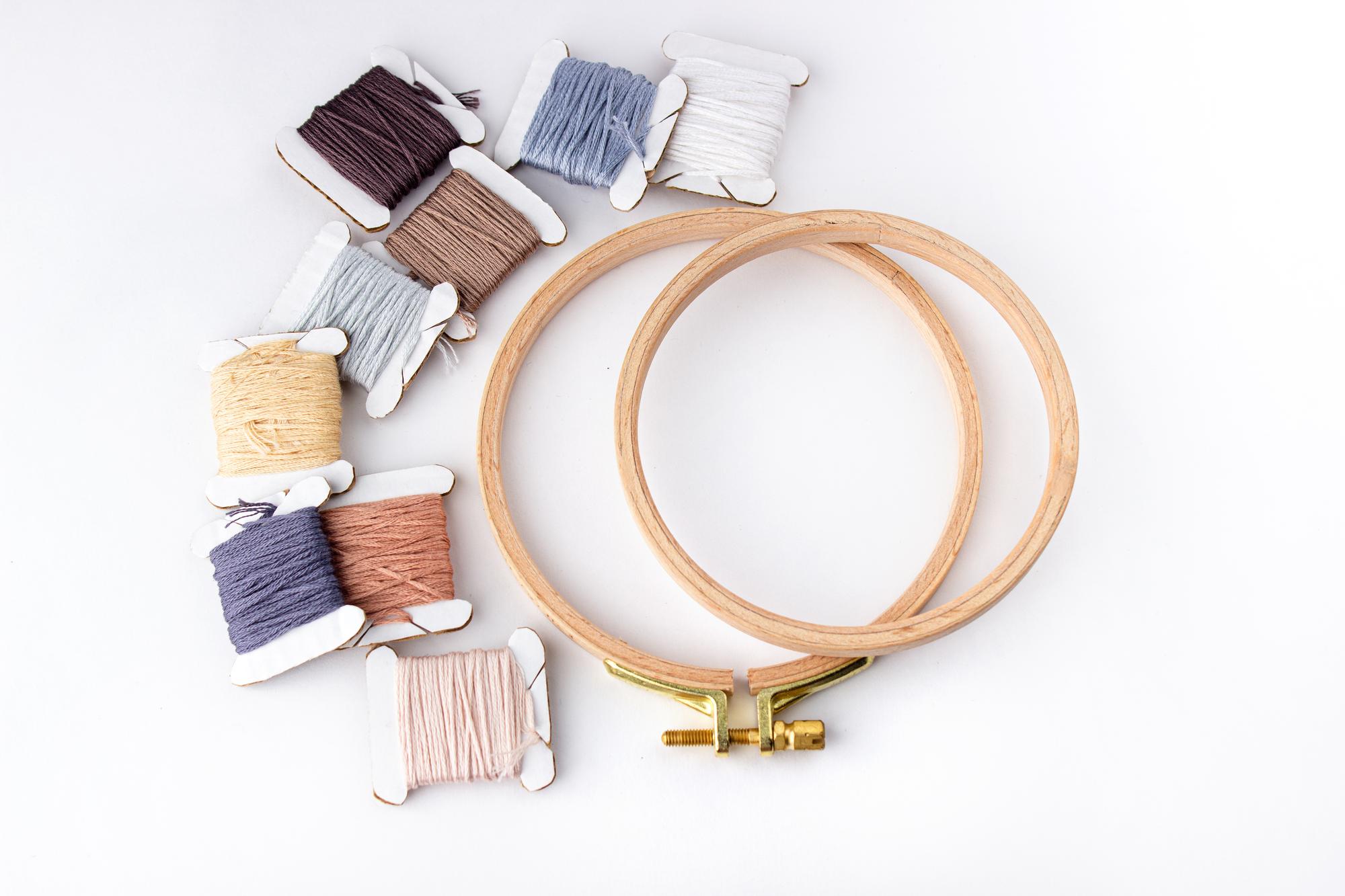 atelier workspace with threads and hoop