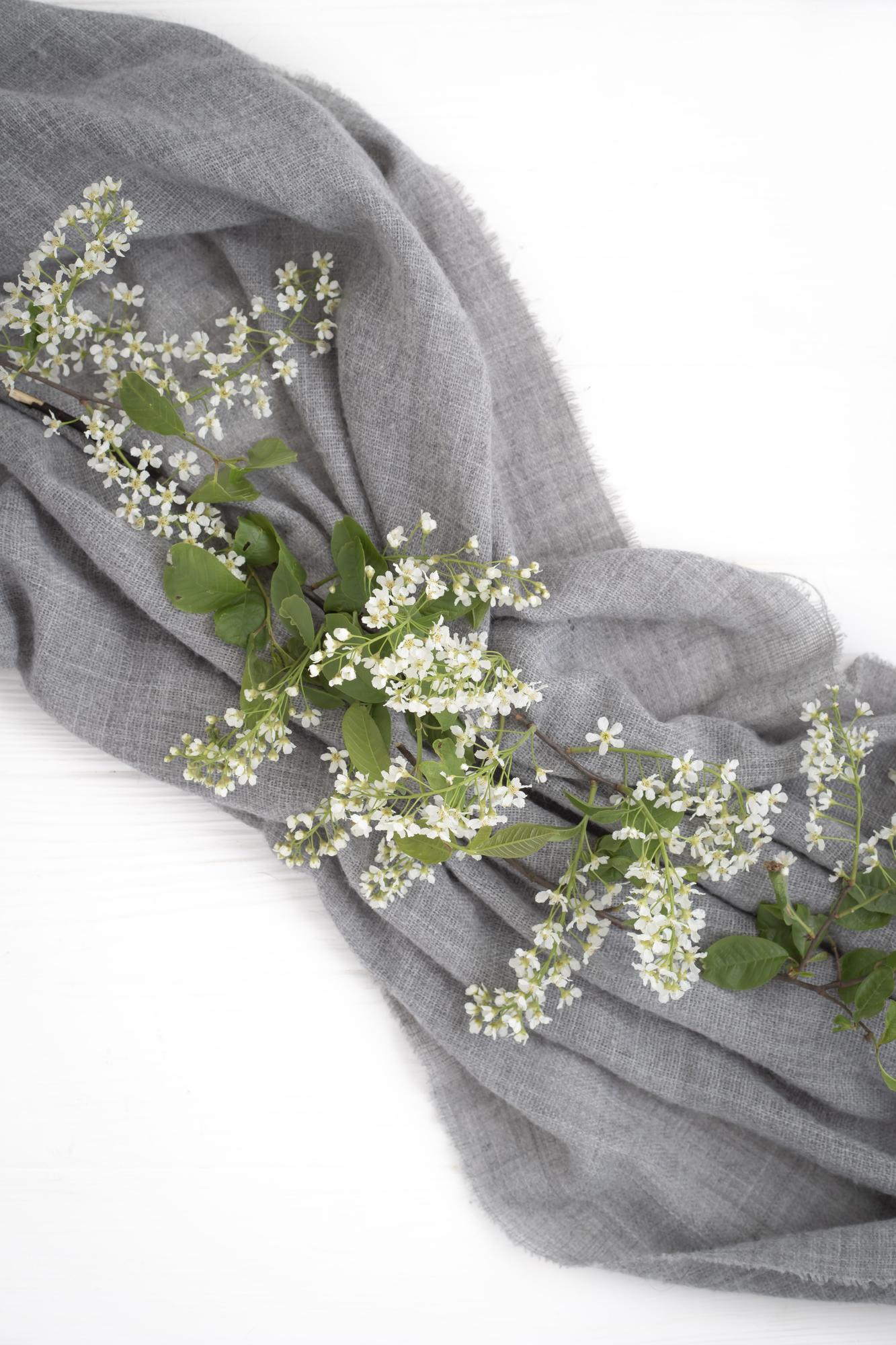 linen runner with floral embroidery